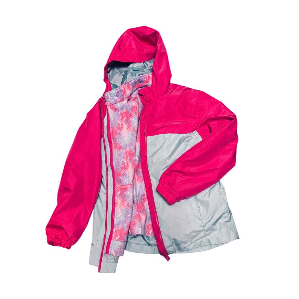 Eddie Bauer Girls Large 12-14 Pink Mint 3-in-1 Hooded Jacket Zip-In Liner